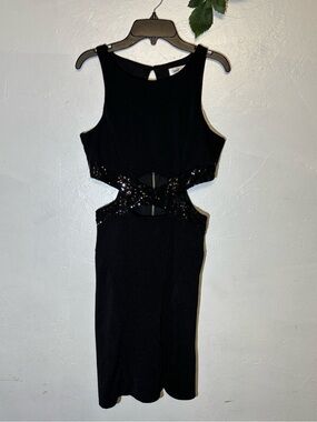 Emerald Sundae Black Sequin Cutout Prom Dress